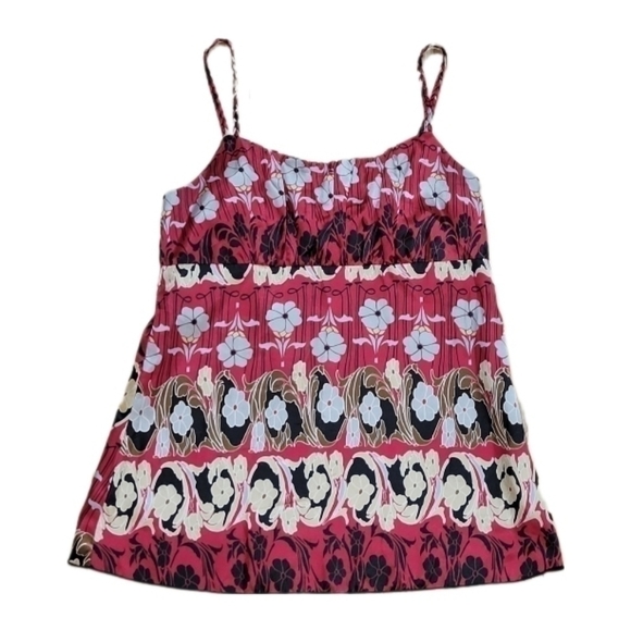 A. Byer Women's black/red/brown/grey floral satin top size Medium - Picture 1 of 7